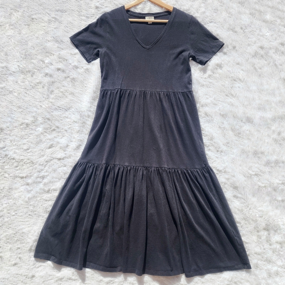 J. Crew Black Cotton Tiered Miniโ Dress